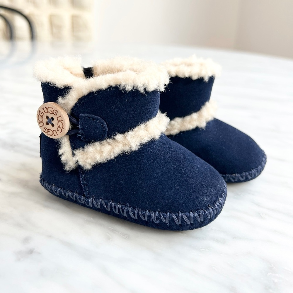 UGG Baby Blue Navy Booties Size 0/1 NWOT